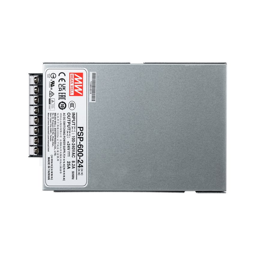 GLOBOSTAR® MEANWELL-PSP600-24  Τροφοδοτικό/Μετασχηματιστής Class I PELV 600W 25A AC 220-240V σε DC 24V IP20 - Ρυθμιζόμενo από DC 20V έως DC 26.4V - Ασημί - Μ17 x Π12 x Υ9.3cm