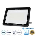 GLOBOSTAR® ATLAS  Προβολέας LED 200W 25000lm 120° AC 220-240V Αδιάβροχο IP67 Ψυχρό Λευκό 6000K - Lumileds SMD Chip  - Μαύρο Ματ - Μ38 x Π4 x Υ28cm