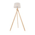 TRIPOD  Μοντέρνο Επιδαπέδιο Φωτιστικό Μονόφωτο 1 x E27 IP20 Μπεζ Ξύλο με Μπεζ Ύφασμα - Μ40 x Π40 x Υ143cm