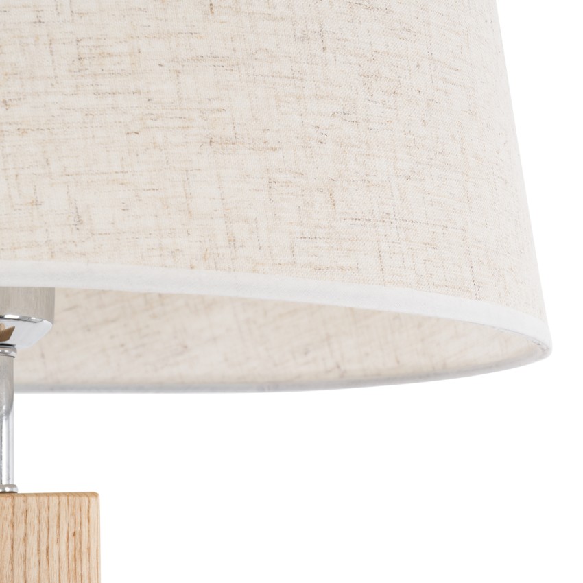 TRIPOD  Μοντέρνο Επιδαπέδιο Φωτιστικό Μονόφωτο 1 x E27 IP20 Μπεζ Ξύλο με Μπεζ Ύφασμα - Μ40 x Π40 x Υ143cm