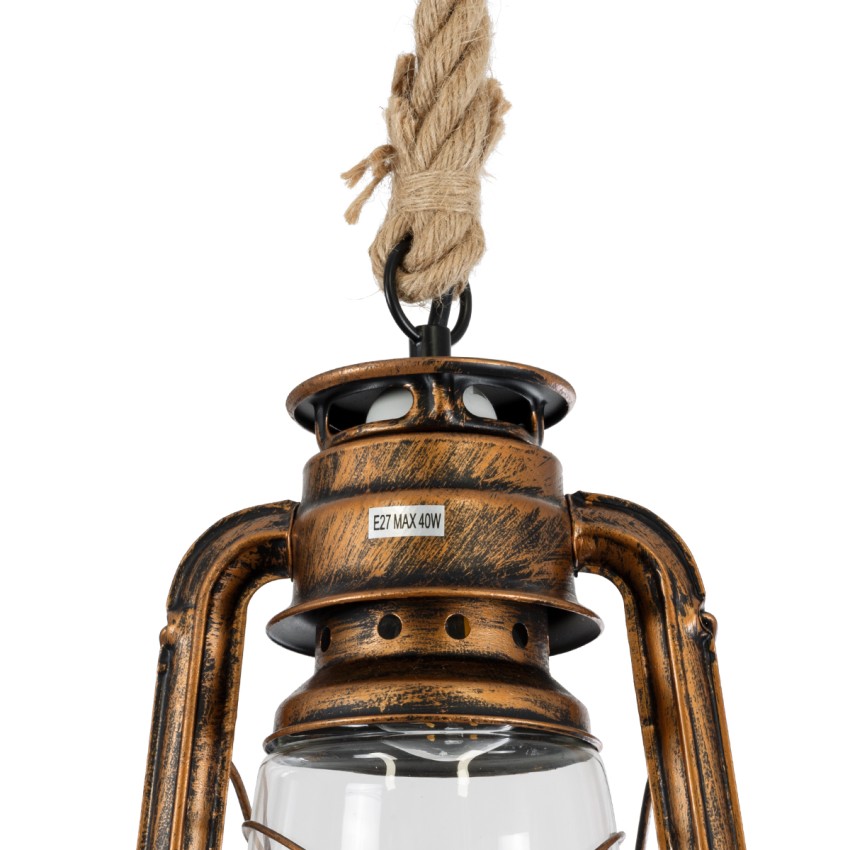 GLOBOSTAR® BARBAROSSA  Vintage Κρεμαστό Φωτιστικό Οροφής με Ντουί 1 x E27 AC 220-240V IP20 - Χάλκινο Εφέ Σκουριάς - Μ18 x Π18 x Υ28cm