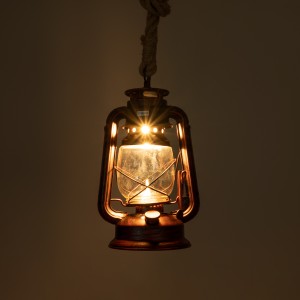 BARBAROSSA  Vintage Κρεμαστό Φωτιστικό Ανάρτηση Μονόφωτο 1 x E27 IP20 Χάλκινο Μέταλλο, Διάφανο Γυαλί με Μπεζ Σχοινί - Μ18 x Π18 x Υ28cm