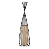 GLOBOSTAR® AZORES  Boho Επιδαπέδιο Φωτιστικό με Ντουί 1 x E27 AC 220-240V IP20 - Καφέ & Μπεζ - Μ40 x Π40 x Υ150cm