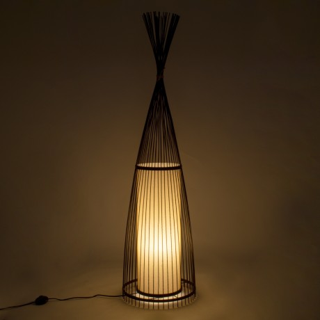 GLOBOSTAR® AZORES  Boho Επιδαπέδιο Φωτιστικό με Ντουί 1 x E27 AC 220-240V IP20 - Καφέ & Μπεζ - Μ40 x Π40 x Υ150cm