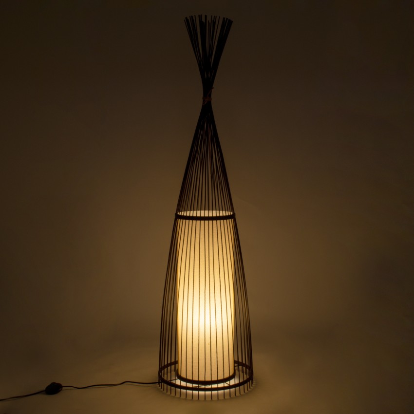 GLOBOSTAR® AZORES  Boho Επιδαπέδιο Φωτιστικό με Ντουί 1 x E27 AC 220-240V IP20 - Καφέ & Μπεζ - Μ40 x Π40 x Υ150cm