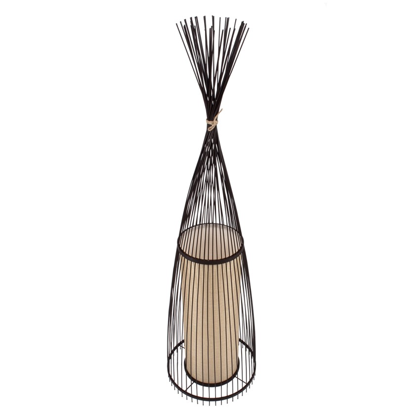 GLOBOSTAR® AZORES  Boho Επιδαπέδιο Φωτιστικό με Ντουί 1 x E27 AC 220-240V IP20 - Καφέ & Μπεζ - Μ40 x Π40 x Υ150cm