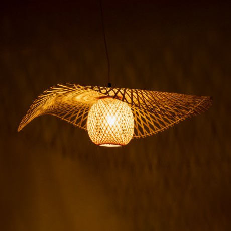 GLOBOSTAR® CINNABAR  Boho Κρεμαστό Φωτιστικό Οροφής με Ντουί 1 x E27 AC 220-240V IP20 - Μπεζ - Μ75 x Π75 x Υ21cm