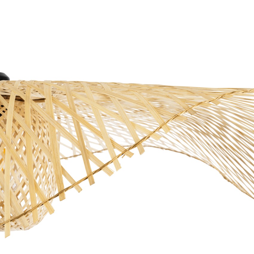 CINNABAR  Boho Κρεμαστό Φωτιστικό Πλέγμα Μονόφωτο 1 x E27 IP20 Μπεζ Ξύλο - Μ100 x Π100 x Υ21cm