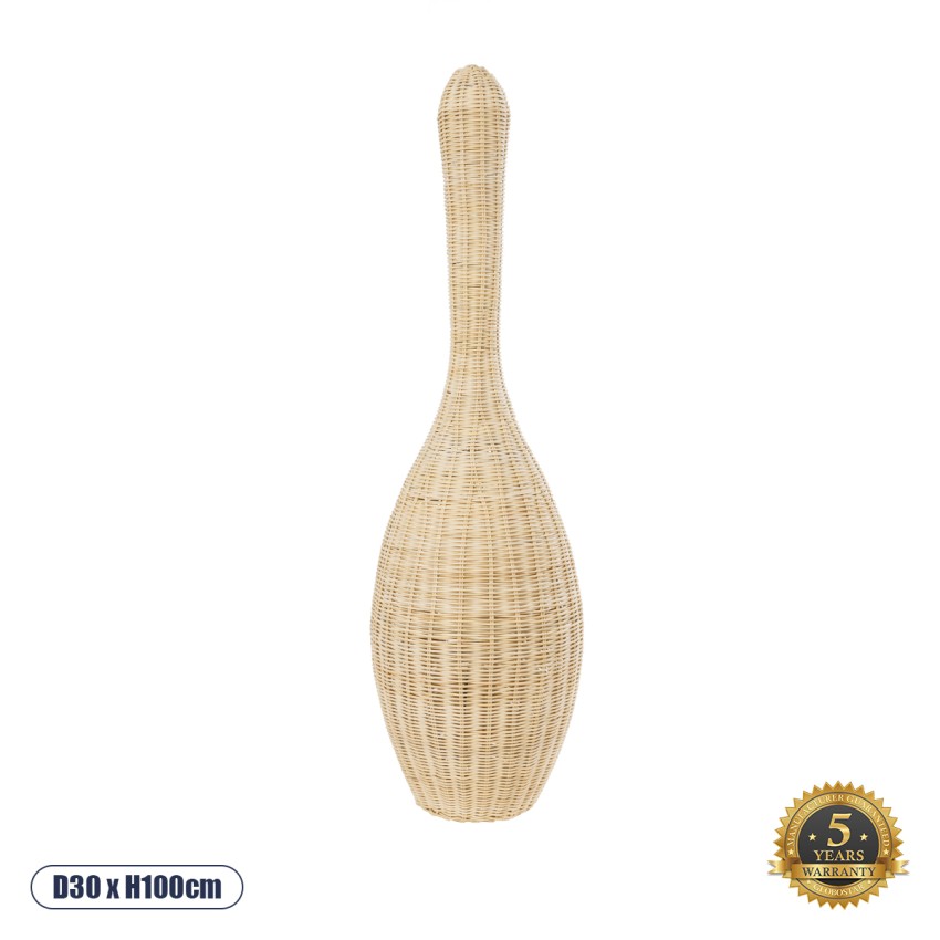 PARADIS  Boho Επιδαπέδιο Φωτιστικό Μονόφωτο 1 x E27 IP20 Μπεζ Ξύλο - Μ30 x Π30 x Υ100cm