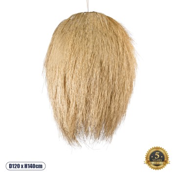 ARCHIPELAGO  Boho Κρεμαστό Φωτιστικό Πλέγμα Μονόφωτο 1 x E27 IP20 Μπεζ Ξύλο - Μ120 x Π120 x Υ140cm