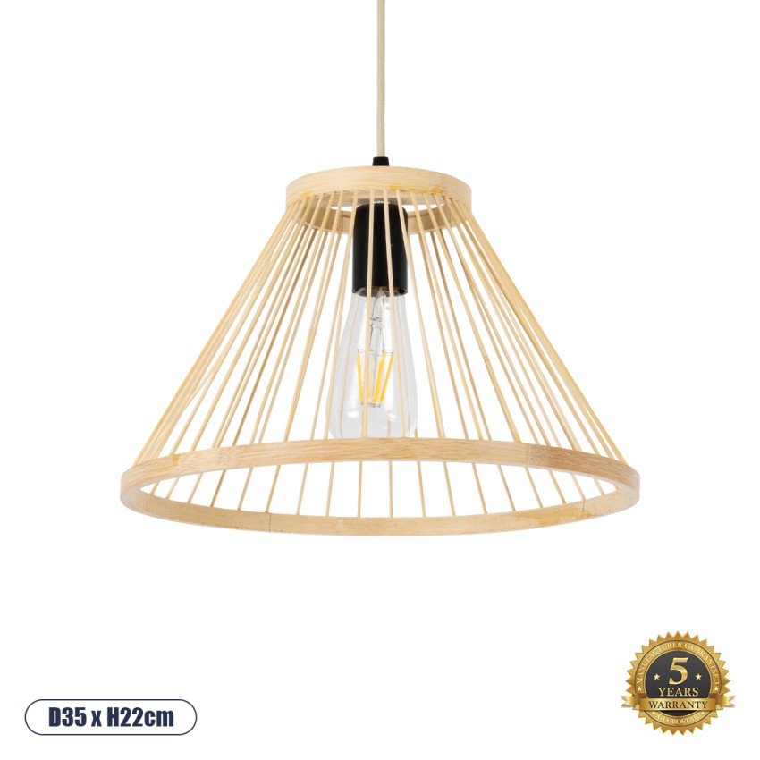 GLOBOSTAR® TYGEE  Boho Κρεμαστό Φωτιστικό Οροφής με Ντουί 1 x E27 AC 220-240V IP20 - Μπεζ - Μ35 x Π35 x Υ22cm