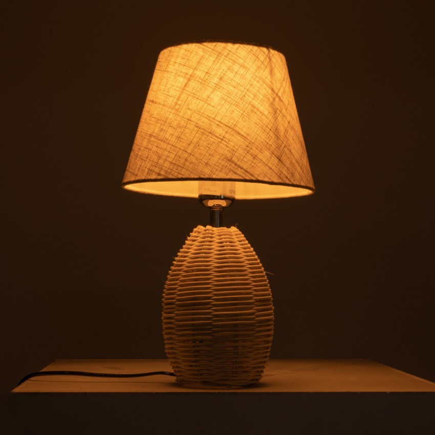 GLOBOSTAR® HASUMI  Boho Επιτραπέζιο Φωτιστικό Πορτατίφ με Ντουί 1 x E27 AC 220-240V IP20 - Μπεζ - Μ23 x Π23 x Υ40cm