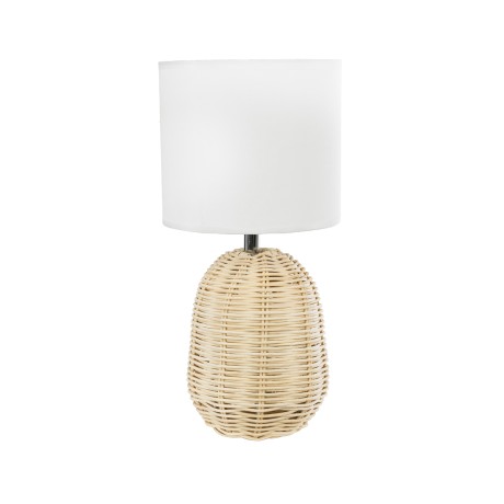 GLOBOSTAR® HASUMI  Boho Επιτραπέζιο Φωτιστικό Πορτατίφ με Ντουί 1 x E27 AC 220-240V IP20 - Μπεζ & Λευκό - Μ18 x Π18 x Υ36cm