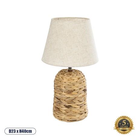 GLOBOSTAR® HOLOKAI  Boho Επιτραπέζιο Φωτιστικό Πορτατίφ με Ντουί 1 x E27 AC 220-240V IP20 - Μπεζ & Λευκό - Μ23 x Π23 x Υ40cm