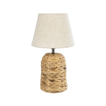 GLOBOSTAR® HOLOKAI  Boho Επιτραπέζιο Φωτιστικό Πορτατίφ με Ντουί 1 x E27 AC 220-240V IP20 - Μπεζ & Λευκό - Μ23 x Π23 x Υ40cm