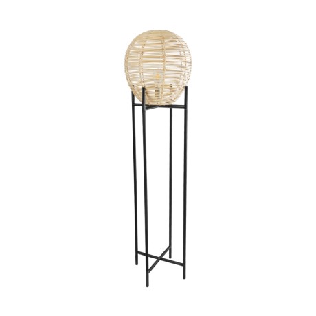 NERINA  Boho Επιδαπέδιο Φωτιστικό Μονόφωτο 1 x E27 IP20 Μαύρο Μέταλλο με Μπεζ Ξύλο - Μ40 x Π40 x Υ160cm