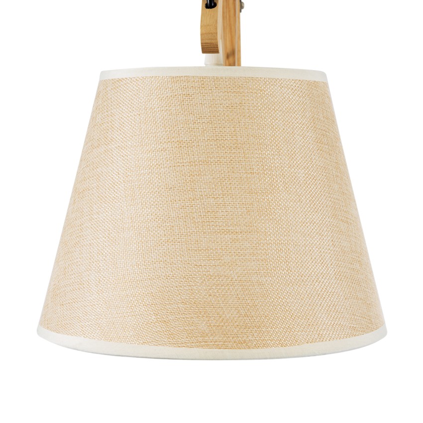 TALISHA  Μοντέρνο Επιτοίχιο Φωτιστικό Απλίκα Μονόφωτο 1 x E27 IP20 Μπεζ Ξύλο με Μπεζ Ύφασμα - Μ100 x Π15 x Υ36cm