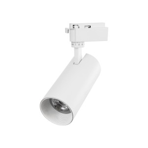 LUGANO  Μονοφασικό Φωτιστικό Σποτ Ράγας LED 30W 3900lm 36° Acrylic HQ LENS AC 220-240V IP20 Φ7.5 x Υ22.7cm Ψυχρό Λευκό 6000K - EUROTRACK® System 1L+1N - Λευκό - Bridgelux Chip - TÜV Certified Driver