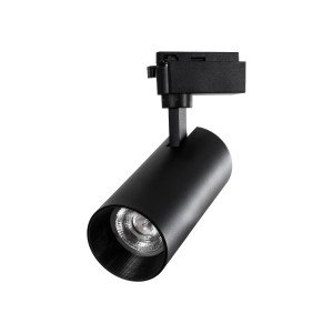 LUGANO  Μονοφασικό Φωτιστικό Σποτ Ράγας LED 30W 3900lm 36° Acrylic HQ LENS AC 220-240V IP20 Φ7.5 x Υ22.7cm Ψυχρό Λευκό 6000K - EUROTRACK® System 1L+1N - Μαύρο - Bridgelux Chip - TÜV Certified Driver