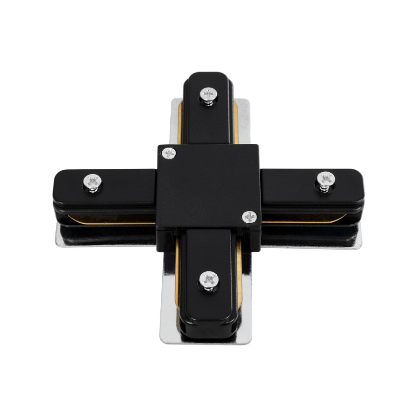 2L-EUROTRACK  Αντάπτορας +(Σταυρός) - Μονοφασικός 2 Καλωδίων για όλες τις Ράγες EUROTRACK AC 220-240V IP20 Μ10.7 x Π10.7 x Υ1.5cm - EUROTRACK® System 1L+1N - Θερμοπλαστικό - Μαύρο