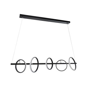 CIRCOLARE  Κρεμαστό Φωτιστικό Οροφής Design LED CCT 75W 8400lm 360° AC 220-240V - Εναλλαγή Φωτισμού μέσω Τηλεχειριστηρίου All In One Ψυχρό 6000k+Φυσικό 4500k+Θερμό 2700k Dimmable Μ120 x Π25 x Υ25cm - Μαύρο