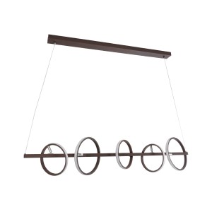 CIRCOLARE  Κρεμαστό Φωτιστικό Οροφής Design LED CCT 75W 8400lm 360° AC 220-240V - Εναλλαγή Φωτισμού μέσω Τηλεχειριστηρίου All In One Ψυχρό 6000k+Φυσικό 4500k+Θερμό 2700k Dimmable Μ120 x Π25 x Υ25cm - Καφέ