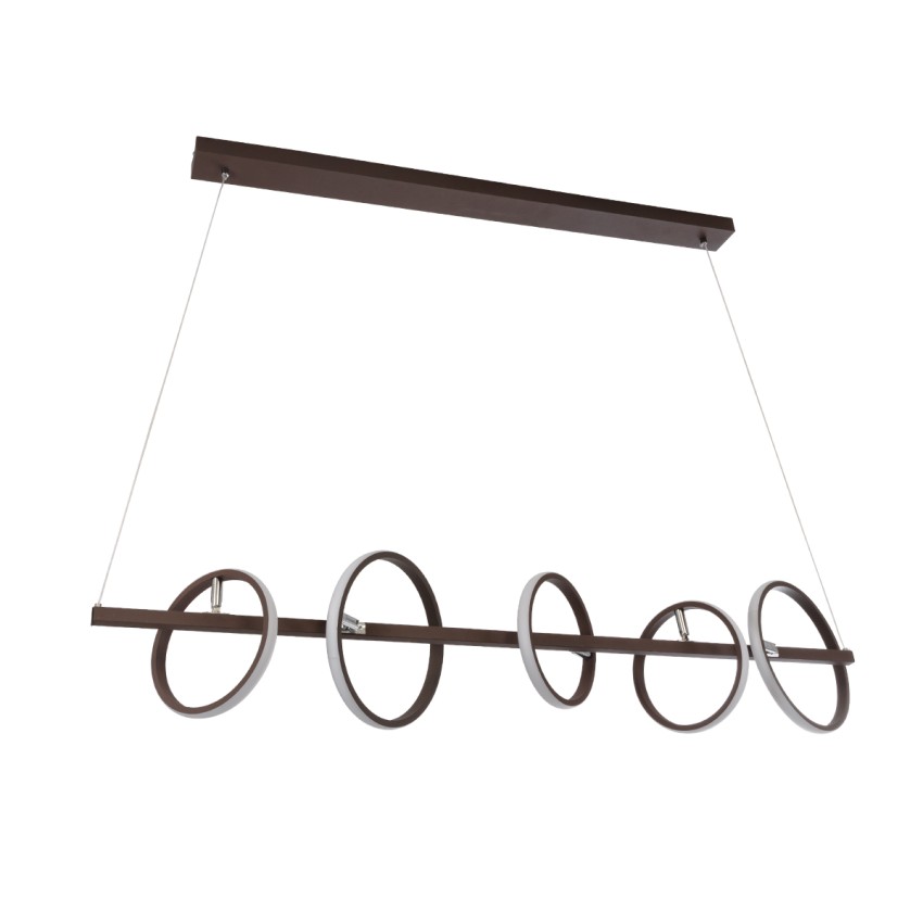 CIRCOLARE  Κρεμαστό Φωτιστικό Οροφής Design LED CCT 75W 8400lm 360° AC 220-240V - Εναλλαγή Φωτισμού μέσω Τηλεχειριστηρίου All In One Ψυχρό 6000k+Φυσικό 4500k+Θερμό 2700k Dimmable Μ120 x Π25 x Υ25cm - Καφέ