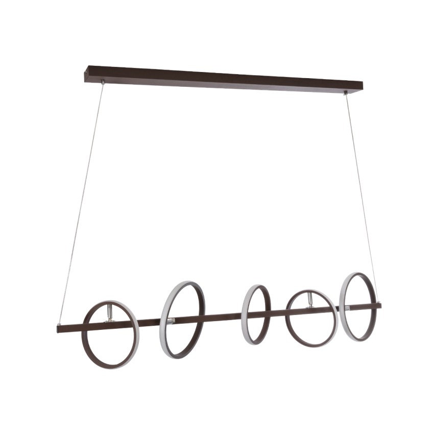 CIRCOLARE  Κρεμαστό Φωτιστικό Οροφής Design LED CCT 75W 8400lm 360° AC 220-240V - Εναλλαγή Φωτισμού μέσω Τηλεχειριστηρίου All In One Ψυχρό 6000k+Φυσικό 4500k+Θερμό 2700k Dimmable Μ120 x Π25 x Υ25cm - Καφέ