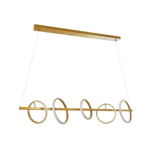 CIRCOLARE  Κρεμαστό Φωτιστικό Οροφής Design LED CCT 75W 8400lm 360° AC 220-240V - Εναλλαγή Φωτισμού μέσω Τηλεχειριστηρίου All In One Ψυχρό 6000k+Φυσικό 4500k+Θερμό 2700k Dimmable Μ120 x Π25 x Υ25cm - Χρυσό