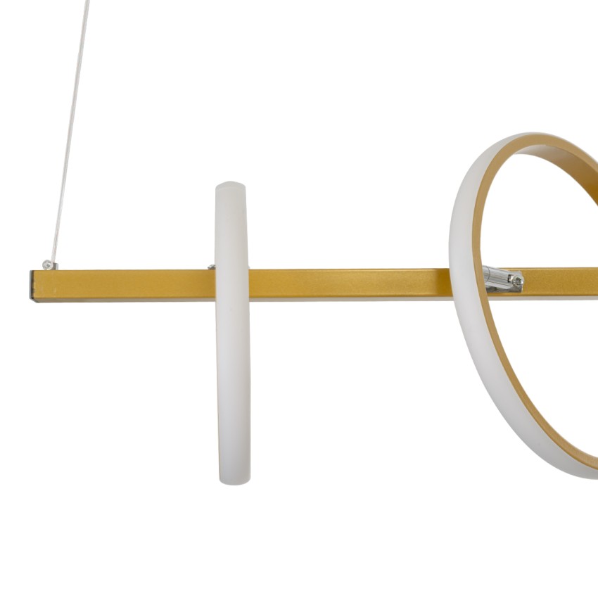 CIRCOLARE  Κρεμαστό Φωτιστικό Οροφής Design LED CCT 75W 8400lm 360° AC 220-240V - Εναλλαγή Φωτισμού μέσω Τηλεχειριστηρίου All In One Ψυχρό 6000k+Φυσικό 4500k+Θερμό 2700k Dimmable Μ120 x Π25 x Υ25cm - Χρυσό