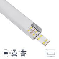 SURFACE-PROFILE  Προφίλ Αλουμινίου - Βάση & Ψύκτρα Ταινίας LED με Λευκό Γαλακτερό Κάλυμμα - Επιφανειακή Χρήση - Πατητό Κάλυμμα - Ασημί - 1 Μέτρο - Μ100 x Π3 x Υ2cm