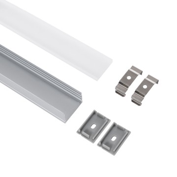 SURFACE-PROFILE  Προφίλ Αλουμινίου - Βάση & Ψύκτρα Ταινίας LED με Λευκό Γαλακτερό Κάλυμμα - Επιφανειακή Χρήση - Πατητό Κάλυμμα - Ασημί - 3 Μέτρα - Πακέτο 5 Τεμαχίων - Μ300 x Π3 x Υ2cm