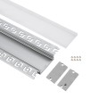 GLOBOSTAR® ALP-PLASTERIN GYPSO  Χωνευτό Προφίλ Αλουμινίου Ειδικό για Γυψοσανίδα με Λευκό Γαλακτερό Πατητό Κάλυμμα για Ταινίες LED IP20 - Ασημί & Λευκό - Μ300 x Π7.8 x Υ1.4cm - Πακέτο 5 Τεμαχίων