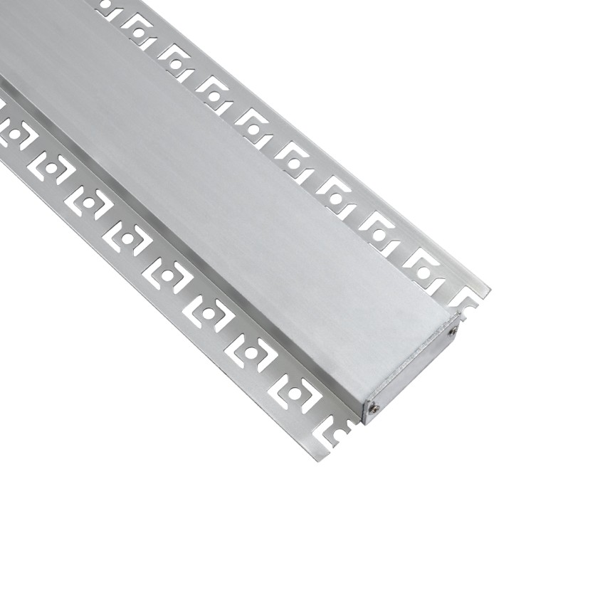 GLOBOSTAR® ALP-PLASTERIN GYPSO  Χωνευτό Προφίλ Αλουμινίου Ειδικό για Γυψοσανίδα με Λευκό Γαλακτερό Πατητό Κάλυμμα για Ταινίες LED IP20 - Ασημί & Λευκό - Μ300 x Π7.8 x Υ1.4cm - Πακέτο 5 Τεμαχίων