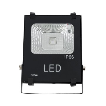 GLOBOSTAR® RGBFLOOD  Προβολέας με IR Ασύρματο Χειριστήριο LED 10W 650lm 120° AC 220-240V Αδιάβροχο IP66 Πολύχρωμο RGB Dimmable - Μαύρο Ματ - Μ11 x Π4 x Υ13.5cm