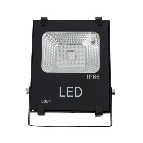 GLOBOSTAR® RGBFLOOD  Προβολέας με IR Ασύρματο Χειριστήριο LED 10W 650lm 120° AC 220-240V Αδιάβροχο IP66 Πολύχρωμο RGB Dimmable - Μαύρο Ματ - Μ11 x Π4 x Υ13.5cm