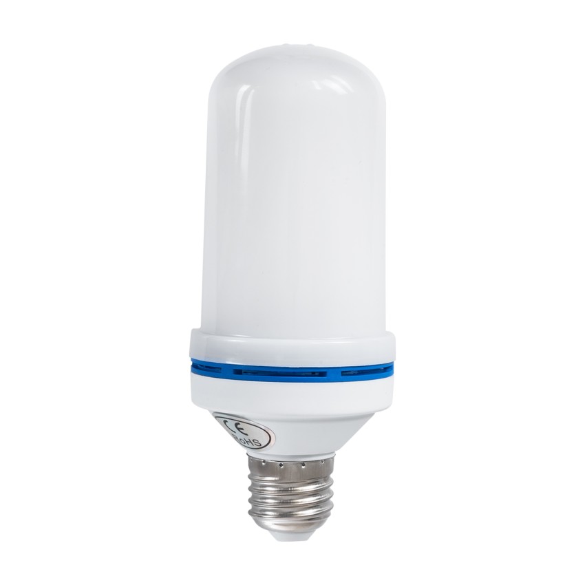 GLOBOSTAR® TUBATO  Λάμπα E27 LED 9W 350lm 260° AC 220-240V IP20 Πορτοκαλί 1800K με Εφέ Φλόγας & Αναστροφή - Λευκό Γαλακτερό - Μ6 x Π6 x Υ15cm