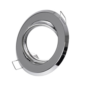 GLOBOSTAR® RAFY  Χωνευτή Κινούμενη Βάση για Σποτ MR16 με Ντουί GU10/GU5.3 IP20 - Νίκελ Χρώμιο - Μ9.2 x Π9.2 x Υ3.1cm / Q7cm