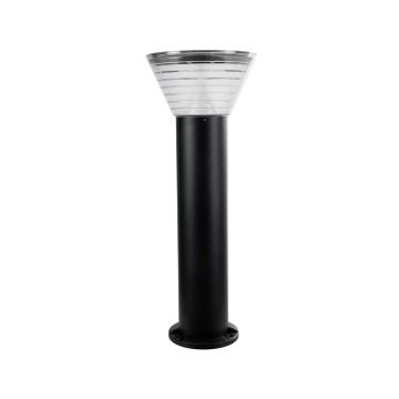 GLOBOSTAR® VEGGIE  Φωτιστικό Κολωνάκι Κήπου LED 10W 500lm 120° με Ενσωματωμένο Φωτοβολταϊκό Panel 6V 2W & Επαναφορτιζόμενη Μπαταρία Li-ion 3.2V 1800mAh με Αισθητήρα Ημέρας-Νύχτας Αδιάβροχο IP65 Ψυχρό Λευκό 6000K - Sanan SMD Chip - Μαύρο- Μ23 x Π23 x Υ