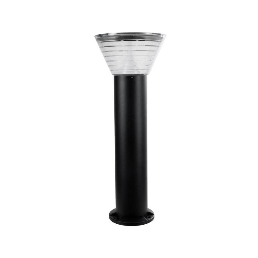 GLOBOSTAR® VEGGIE  Φωτιστικό Κολωνάκι Κήπου LED 10W 500lm 120° με Ενσωματωμένο Φωτοβολταϊκό Panel 6V 2W & Επαναφορτιζόμενη Μπαταρία Li-ion 3.2V 1800mAh με Αισθητήρα Ημέρας-Νύχτας Αδιάβροχο IP65 Ψυχρό Λευκό 6000K - Sanan SMD Chip - Μαύρο- Μ23 x Π23 x Υ