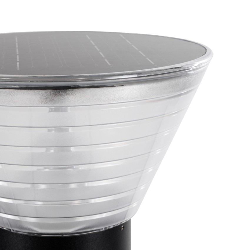 GLOBOSTAR® VEGGIE  Φωτιστικό Κολωνάκι Κήπου LED 10W 500lm 120° με Ενσωματωμένο Φωτοβολταϊκό Panel 6V 2W & Επαναφορτιζόμενη Μπαταρία Li-ion 3.2V 1800mAh με Αισθητήρα Ημέρας-Νύχτας Αδιάβροχο IP65 Ψυχρό Λευκό 6000K - Sanan SMD Chip - Μαύρο- Μ23 x Π23 x Υ