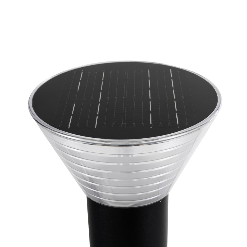 GLOBOSTAR® VEGGIE  Φωτιστικό Κολωνάκι Κήπου LED 10W 500lm 120° με Ενσωματωμένο Φωτοβολταϊκό Panel 6V 2W & Επαναφορτιζόμενη Μπαταρία Li-ion 3.2V 1800mAh με Αισθητήρα Ημέρας-Νύχτας Αδιάβροχο IP65 Ψυχρό Λευκό 6000K - Sanan SMD Chip - Μαύρο- Μ23 x Π23 x Υ