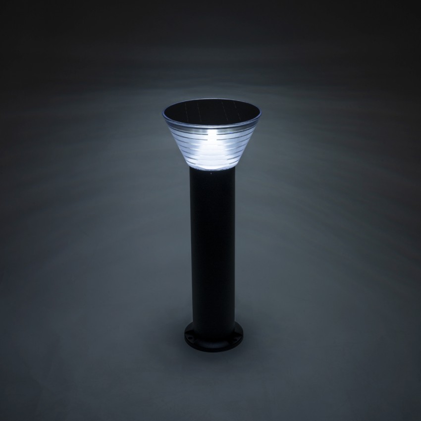 GLOBOSTAR® VEGGIE  Φωτιστικό Κολωνάκι Κήπου LED 10W 500lm 120° με Ενσωματωμένο Φωτοβολταϊκό Panel 6V 2W & Επαναφορτιζόμενη Μπαταρία Li-ion 3.2V 1800mAh με Αισθητήρα Ημέρας-Νύχτας Αδιάβροχο IP65 Ψυχρό Λευκό 6000K - Sanan SMD Chip - Μαύρο- Μ23 x Π23 x Υ