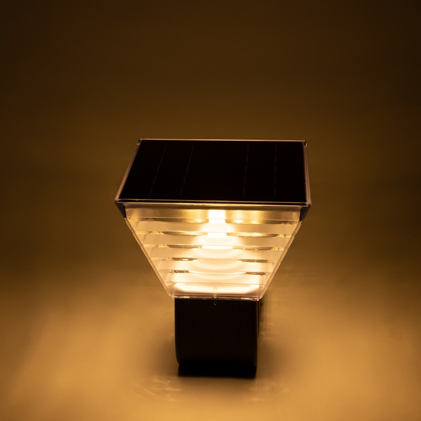 GLOBOSTAR® GRACIOUS  Μοντέρνο Φωτιστικό Τοίχου - Απλίκα LED 10W 500lm 120° με Ενσωματωμένο Φωτοβολταϊκό Panel 6V 2W & Επαναφορτιζόμενη Μπαταρία Li-ion 3.2V 1800mAh με Αισθητήρα Ημέρας-Νύχτας Αδιάβροχο IP65 Ρυθμιζόμενο Λευκό CCT με Διακόπτη στο Σώμα 27