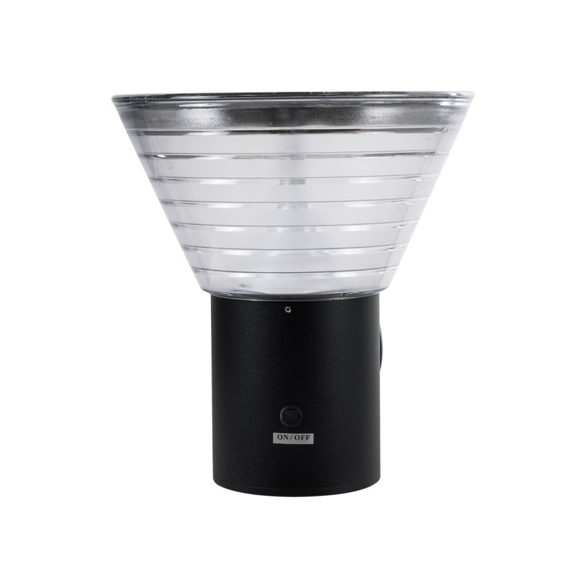 GLOBOSTAR® VEGGIE  Φωτιστικό Κολωνάκι Κήπου LED 10W 330lm 120° με Ενσωματωμένο Φωτοβολταϊκό Panel 6V 2W & Επαναφορτιζόμενη Μπαταρία Li-ion 3.2V 1800mAh με Αισθητήρα Ημέρας-Νύχτας Αδιάβροχο IP65 Ψυχρό Λευκό 6000K - Μαύρο- Μ23 x Π30 x Υ25cm