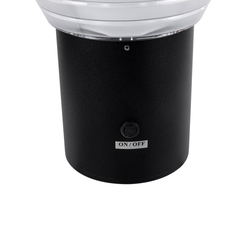 GLOBOSTAR® VEGGIE  Φωτιστικό Κολωνάκι Κήπου LED 10W 330lm 120° με Ενσωματωμένο Φωτοβολταϊκό Panel 6V 2W & Επαναφορτιζόμενη Μπαταρία Li-ion 3.2V 1800mAh με Αισθητήρα Ημέρας-Νύχτας Αδιάβροχο IP65 Ψυχρό Λευκό 6000K - Μαύρο- Μ23 x Π30 x Υ25cm