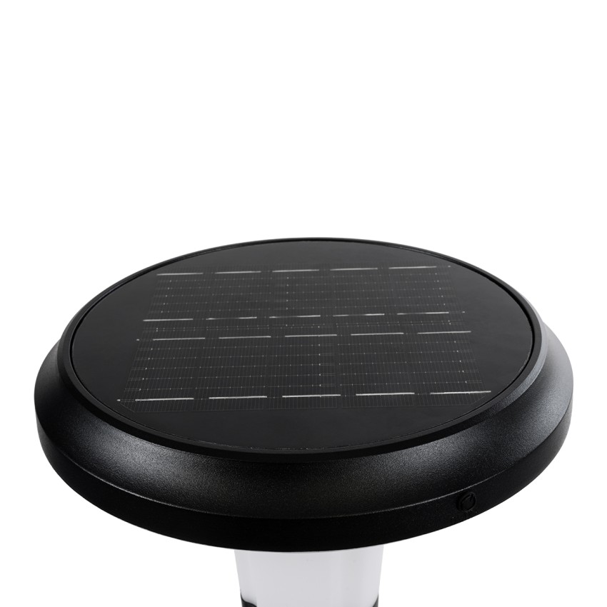 GLOBOSTAR® WHISPER  Φωτιστικό Κολωνάκι Κήπου LED 10W 500lm 120° με Ενσωματωμένο Φωτοβολταϊκό Panel 6V 2W & Επαναφορτιζόμενη Μπαταρία Li-ion 3.2V 1800mAh με Αισθητήρα Ημέρας-Νύχτας Αδιάβροχο IP65 Ψυχρό Λευκό 6000K - Sanan SMD Chip - Γκρι Ανθρακί - Μ25 