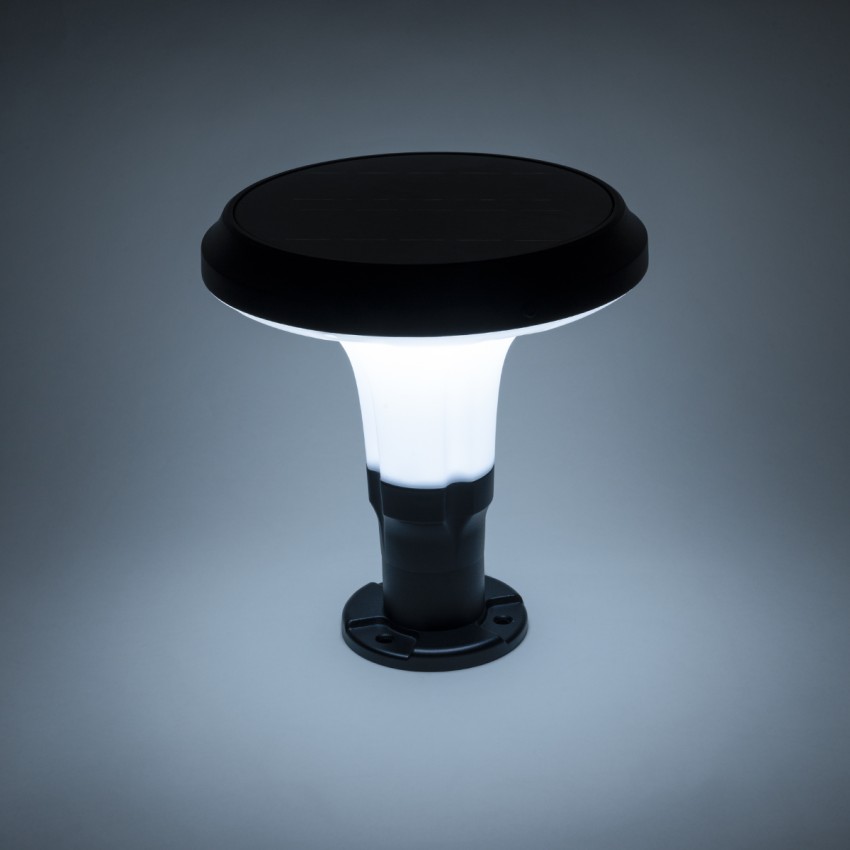 GLOBOSTAR® WHISPER  Φωτιστικό Κολωνάκι Κήπου LED 10W 500lm 120° με Ενσωματωμένο Φωτοβολταϊκό Panel 6V 2W & Επαναφορτιζόμενη Μπαταρία Li-ion 3.2V 1800mAh με Αισθητήρα Ημέρας-Νύχτας Αδιάβροχο IP65 Ψυχρό Λευκό 6000K - Sanan SMD Chip - Γκρι Ανθρακί - Μ25 
