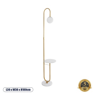 GLOBOSTAR® CORDELIA  Μοντέρνο Επιδαπέδιο Φωτιστικό με Ντουί 1 x E27 AC 220-240V IP20 - Χρυσό & Λευκό - Μ30 x Π38 x Υ180cm