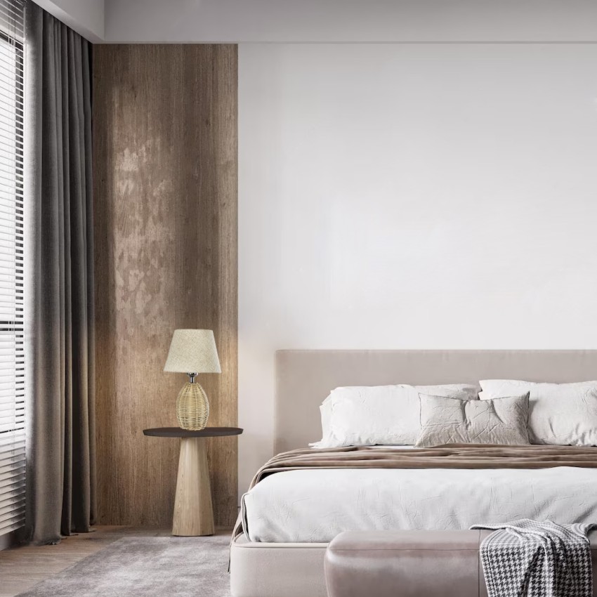 GLOBOSTAR® HASUMI  Boho Επιτραπέζιο Φωτιστικό Πορτατίφ με Ντουί 1 x E27 AC 220-240V IP20 - Μπεζ - Μ23 x Π23 x Υ40cm